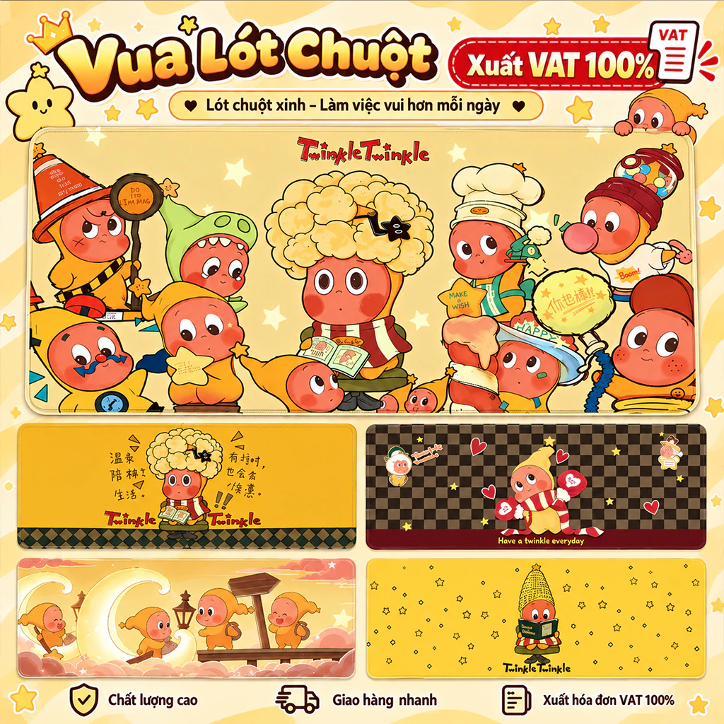 Lót Chuột, Pad Chuột Twinkle Twinkle Cỡ Lớn Vua Lót Chuột Mousepad Dễ Thương, Speed Mượt Mà, Di Chuột Êm