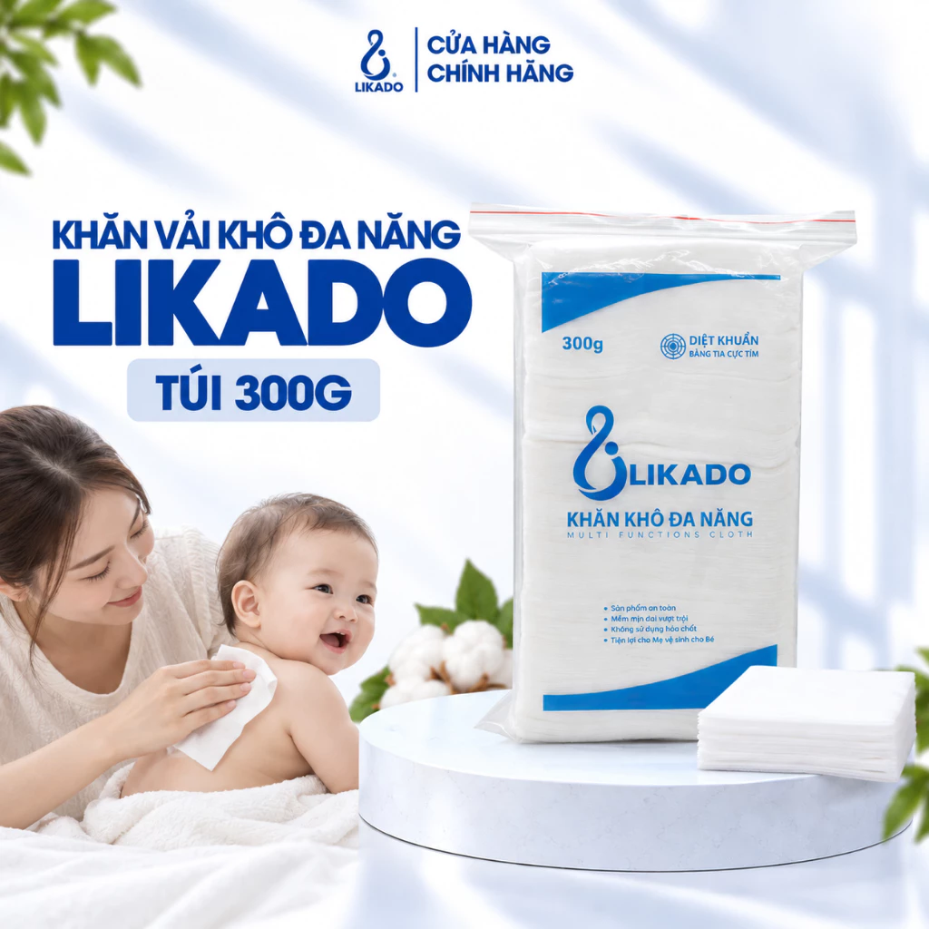 Khăn khô đa năng cho bé Likado 300g kích thước (15x20cm)(1 gói)