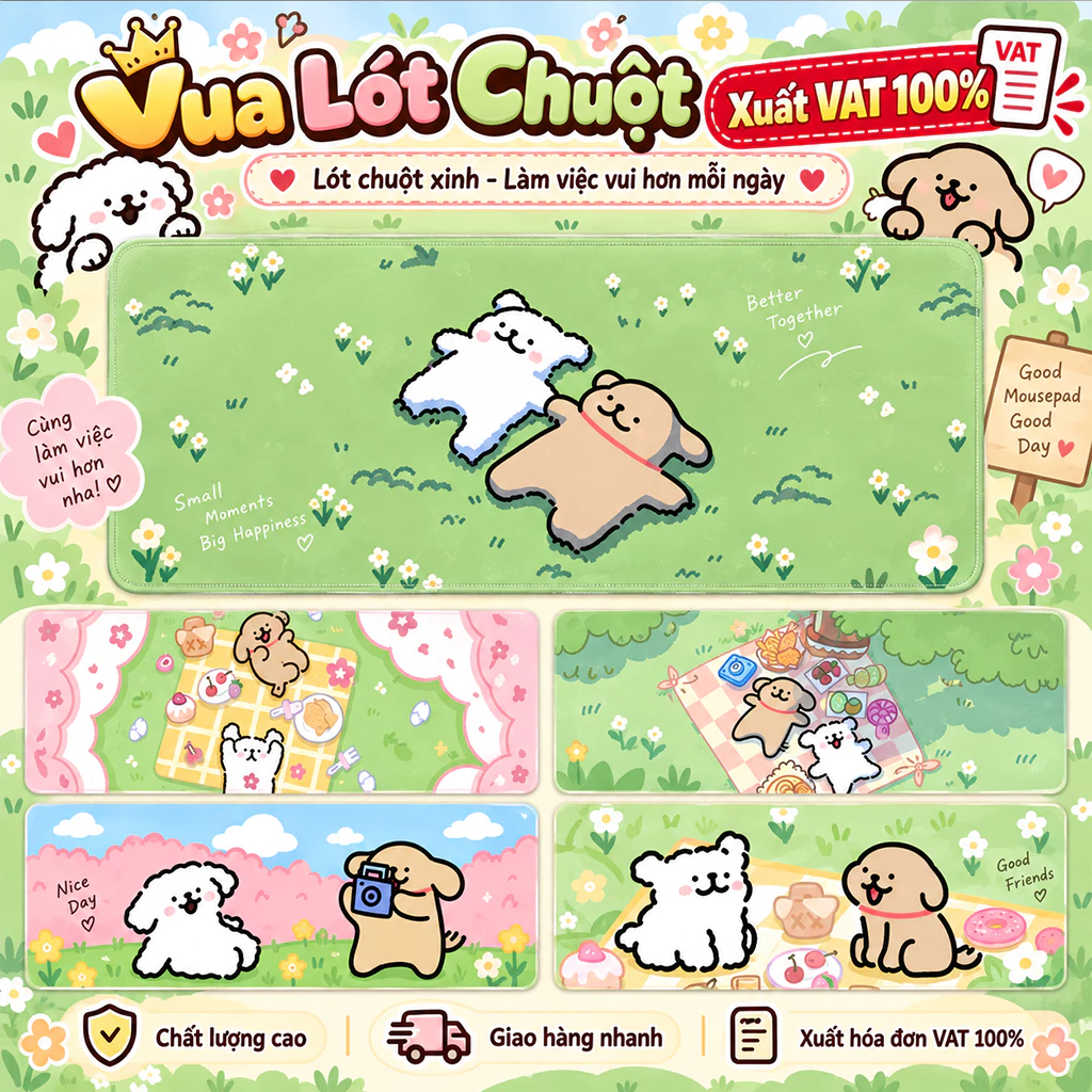 Lót chuột, pad chuột máy tính cún dễ thương Vua Lót Chuột DESKMAT, mouse pad cỡ lớn