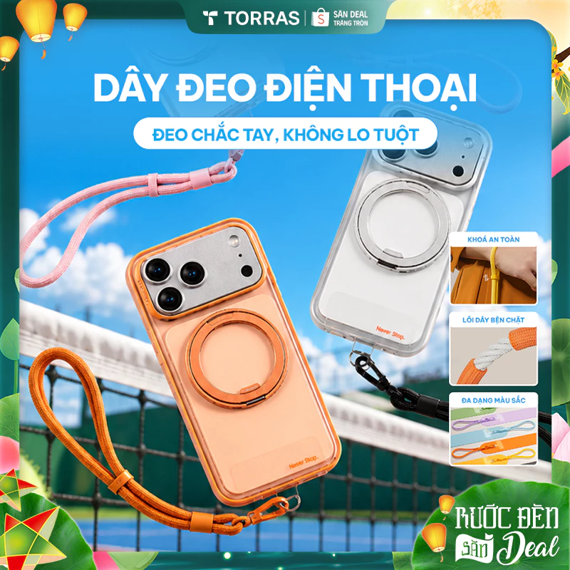 TORRAS Dây đeo cổ tay điện thoại có khoá chống tuột, chống rơi, chống thất lạc, chất liệu dây dù bện cao cấp