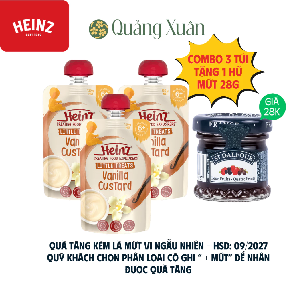 [HSD: 03/2027] Combo túi ăn dặm Heinz 120g [váng sữa Heinz]