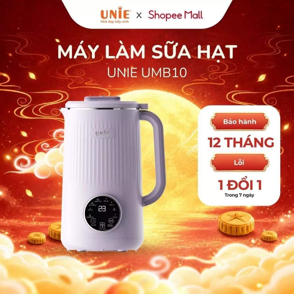 [HỎA TỐC HN] Máy làm sữa hạt Unie UMB10 - Lưỡi dao inox 304 10 cánh , công suất 800W, dung tích 1 lít, BH 12 Tháng