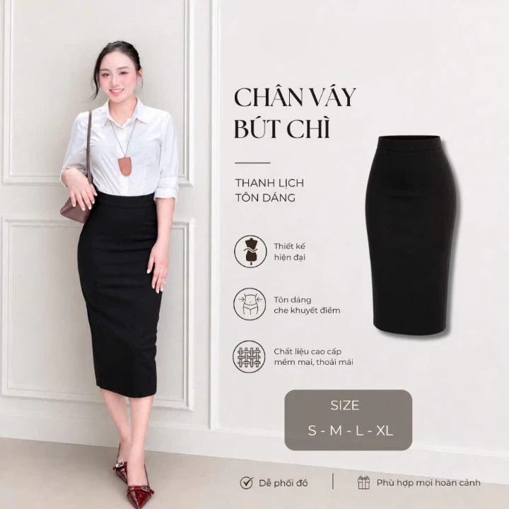 Chân Váy Bút Chì Công Sở Chân Váy Ôm Tôn Dáng Thanh Lịch Dễ Phối Đồ Cho Nàng Công Sở Hiện Đại MP186