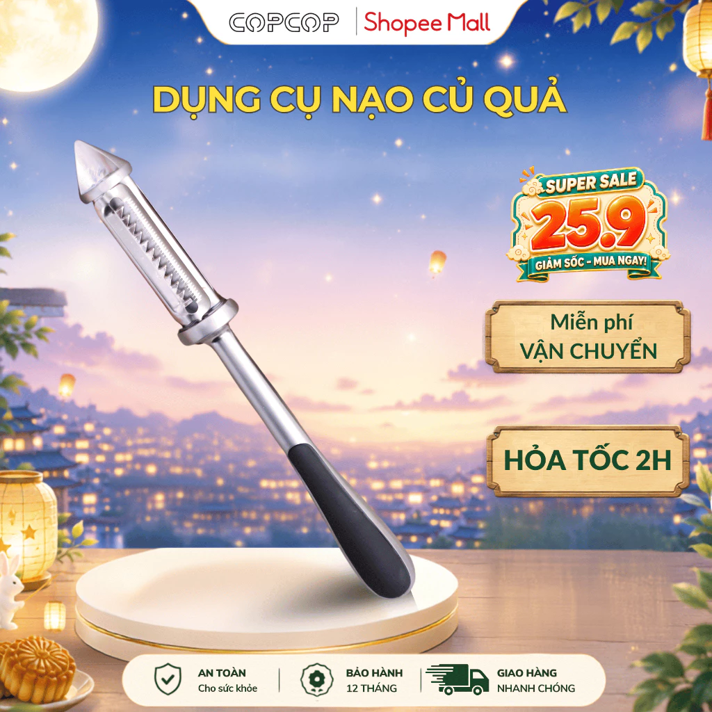 Dụng cụ nạo củ quả Seka COPCOP nạo rau củ quả đa năng 2 trong 1 với 2 lưỡi dao inox sắc bén chống gỉ