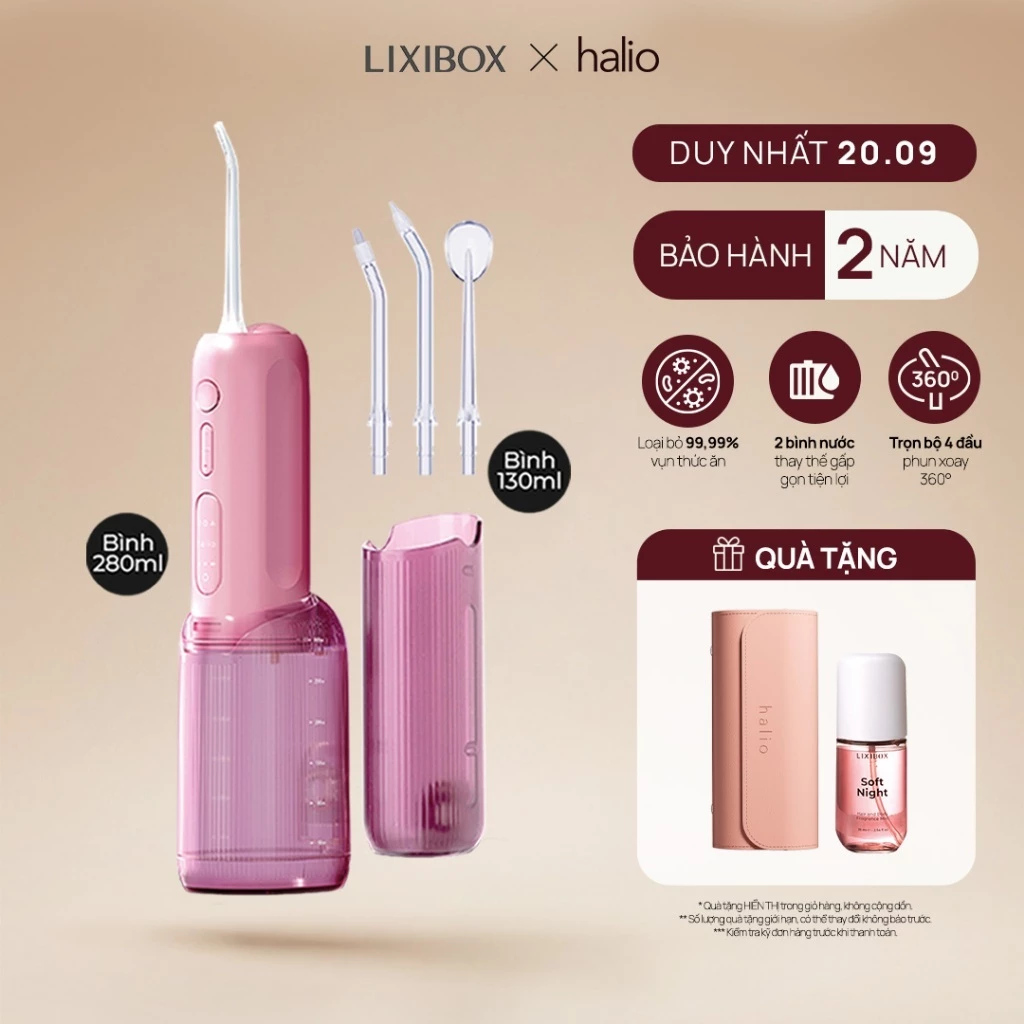 Máy Tăm Nước 2 Bình Thay Thế Halio UltraClean Express Hydro Floss - Kèm Túi Da