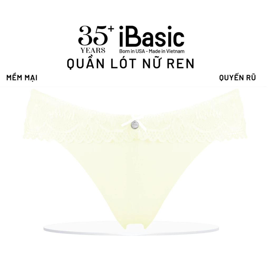 Quần lót nữ iBasic phom bikini phối lưng ren logo PANY111