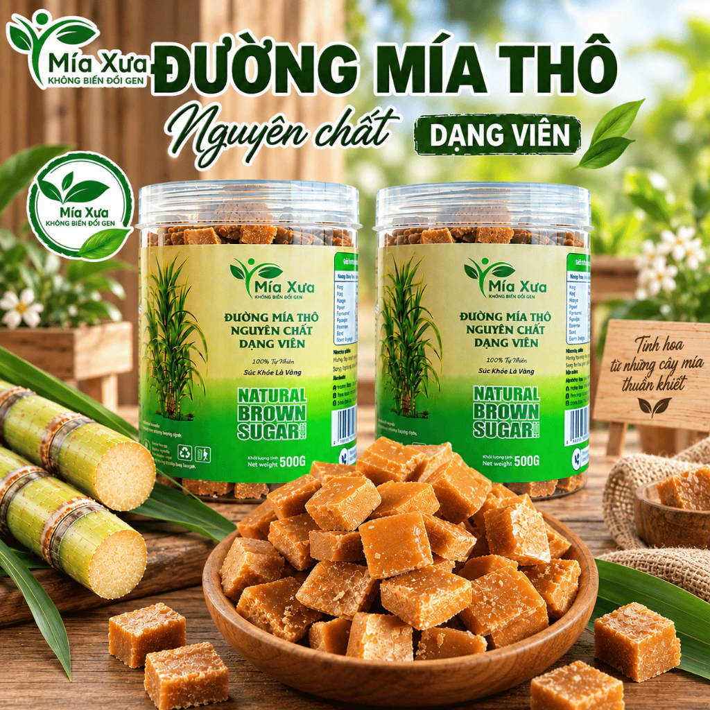 Đường Mía Thô Nguyên Chất Dạng Viên Mía Xưa