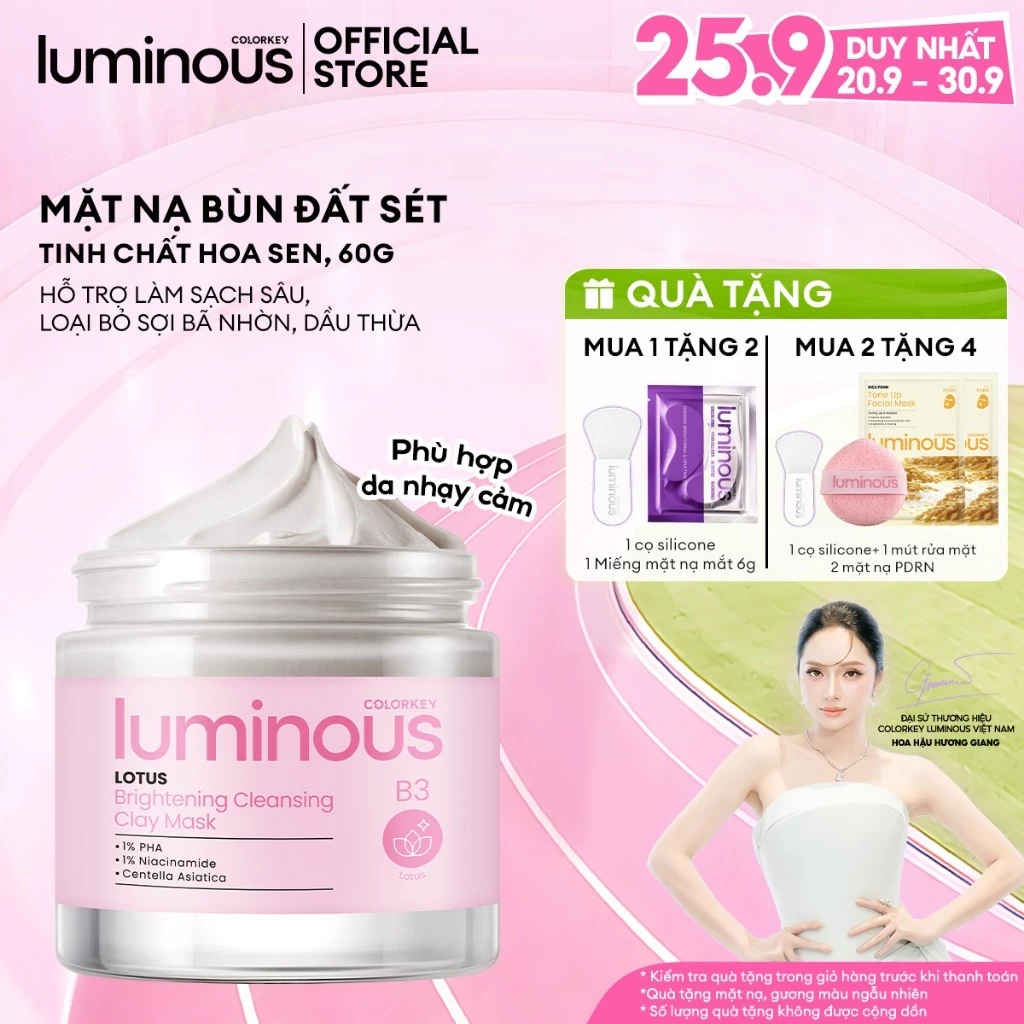 [HƯƠNG GIANG YÊU THÍCH] Mặt Nạ Bùn Colorkey Luminous | Làm Sạch Da Không Gây Khô Da Khi Dùng 60g/hũ