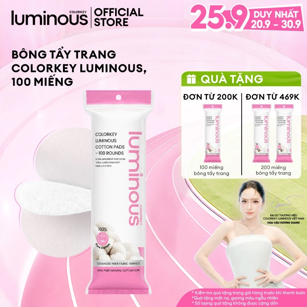 Bông Tẩy Trang Colorkey Luminous| 100 miếng x 1 bịch