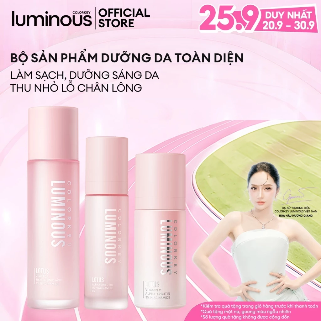 SET Hỗ Trợ Cấp Ẩm Dưỡng Da Colorkey Luminous - 1 TONER 100ml + 1 GEL Dưỡng Ẩm 50ml + 1 Serum 30ml