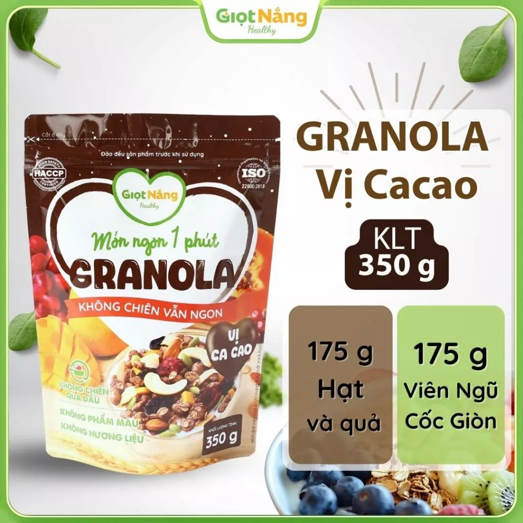 Granola Vị Cacao Mới Không Chiên Ngon Giòn Với Viên Yến Mạch Gạo Lứt Trái Cây Mới Từ Nông Sản Giọt Nắng Tết Trung Thu