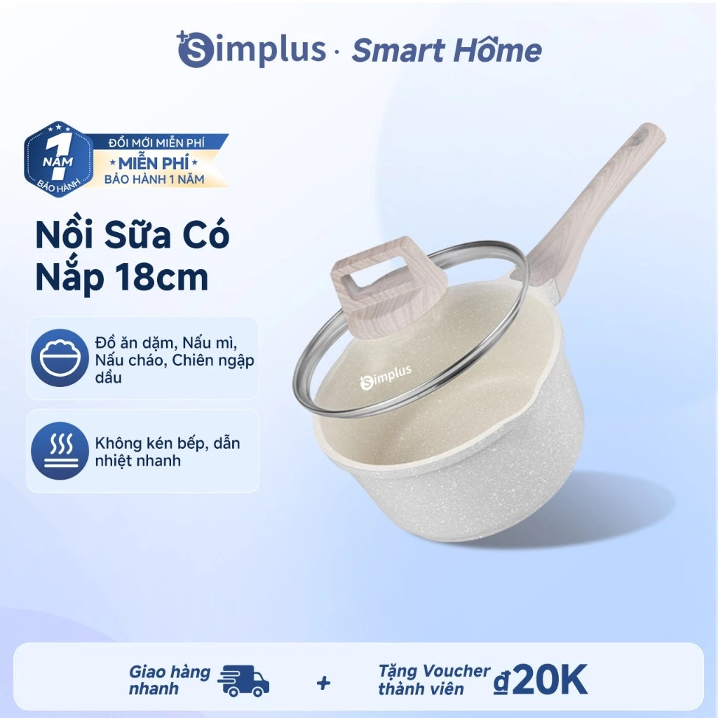 Simplus Nồi Sữa Chống Dính 18CM Nồi Đa Năng Nồi chống dính cao cấp GUOJ013 -Bảo Hành 1 Năm 1 Đổi 1