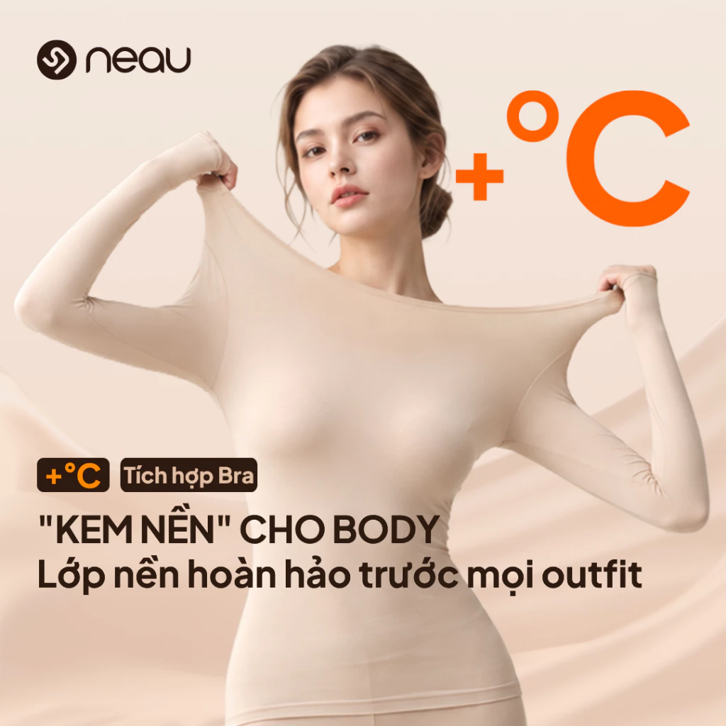 NEAU SecondSkin Bộ Áo Quần Giữ Nhiệt Nữ Có Áo Ngực Tích Hợp Siêu Mỏng Nhẹ Co Giãn 360° Tàng Hình Tôn Dáng SN105