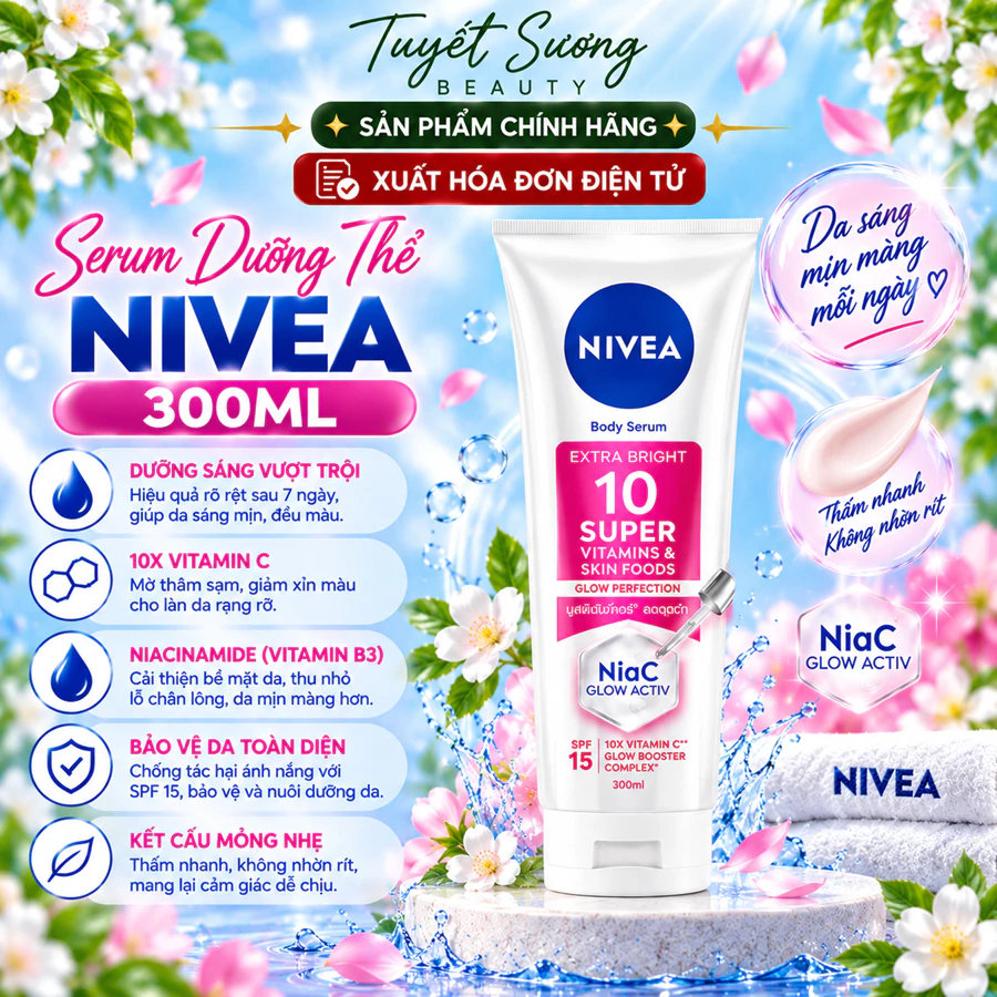 Serum Dưỡng Thể NIVEA 10 Super Sáng Da Mờ Thâm Sau 5 Ngày (300 ml) - 93824