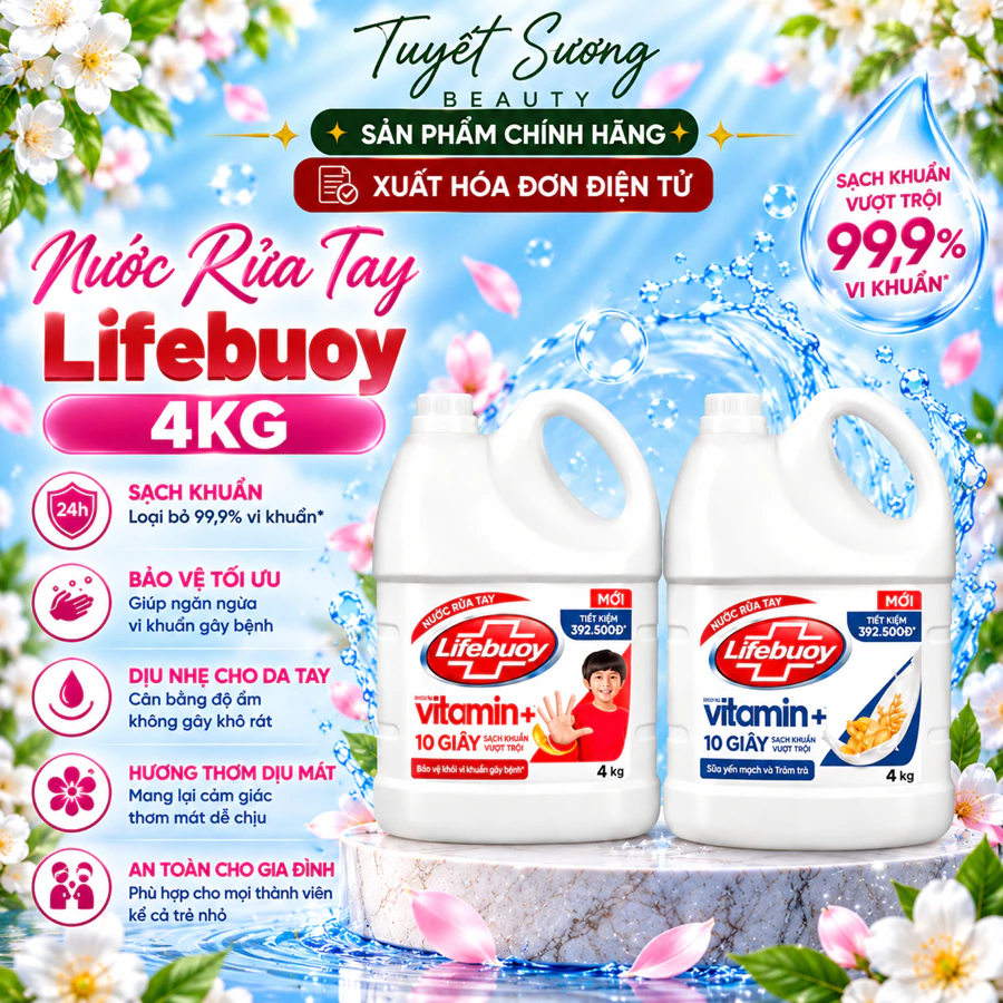 Nước Rửa Tay Lifebuoy Can 4KG Siêu Tiết Kiệm