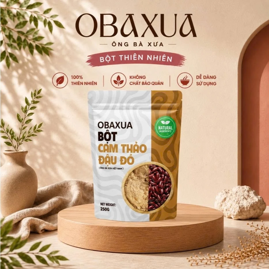 Bột Cam Thảo Đậu Đỏ Obaxua – Size Túi 75G/250G
