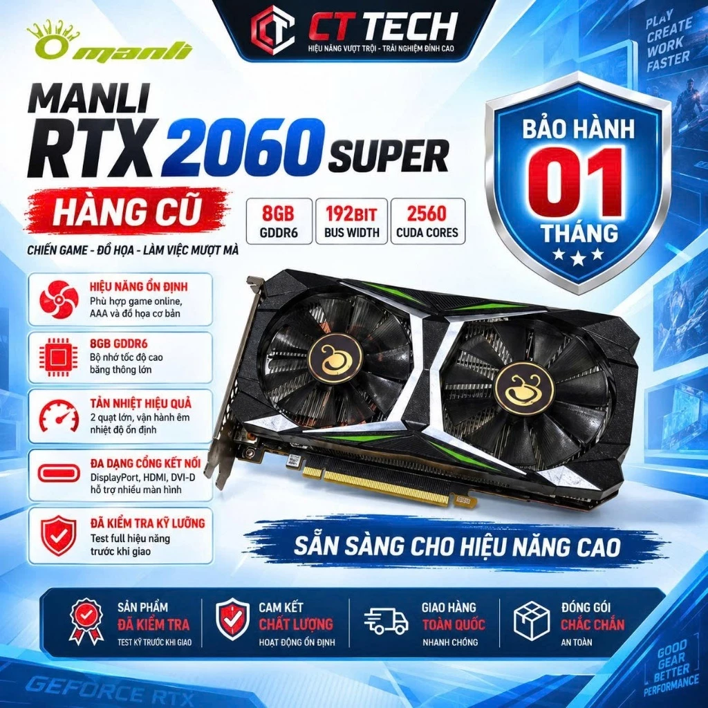 Card Màn Hình Manli RTX 2060 Super 8G GDDR6