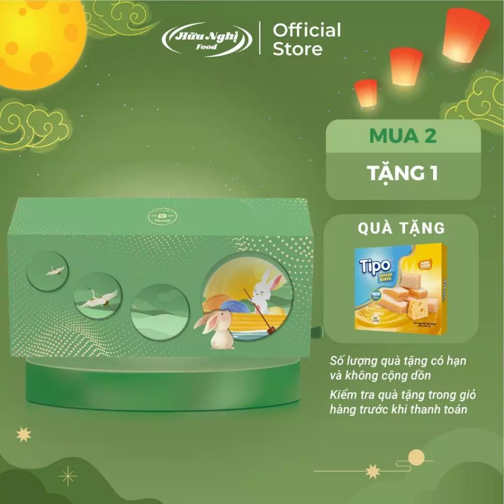 (Độc quyền TMĐT) KÈM TÚI Bánh Trung Thu Hữu Nghị Momiji Limited (3 bánh nướng 80G)