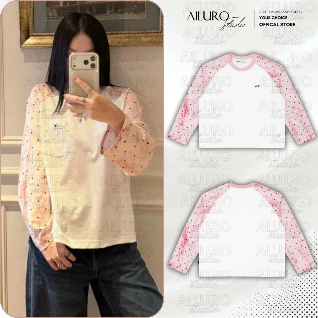 [MỞ BÁN] Áo Thun Tay Dài Livents Polkadot Raglan Wash Chấm Bi Long Sleeve Form Boxy chất Cotton nam nữ