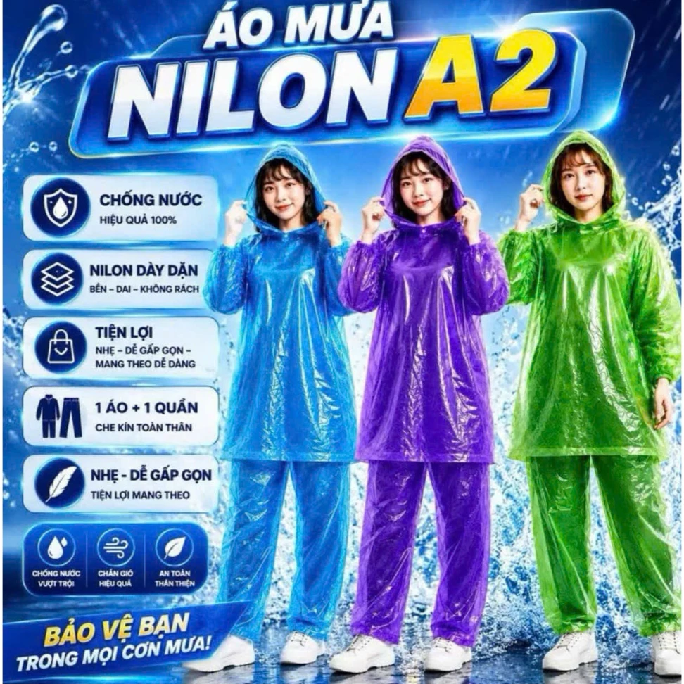 COMBO 10 BỘ A2 QUẦN ÁO ĐI MƯA SIÊU RẺ TIỆN LỢI. SIÊU BỀN LOAI HÀNG KHÔNG CÚC KHÔNG THẤM NƯỚC
