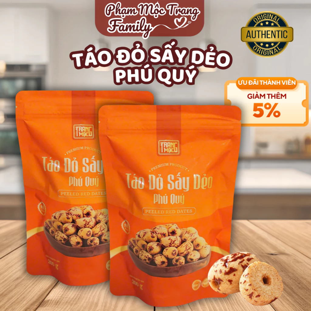 Táo Đỏ Sấy Dẻo Phú Quý Gói 200g, táo sấy dẻo nguyên vị thơm ngon, ngọt diu Phạm Mộc Trang Richfood