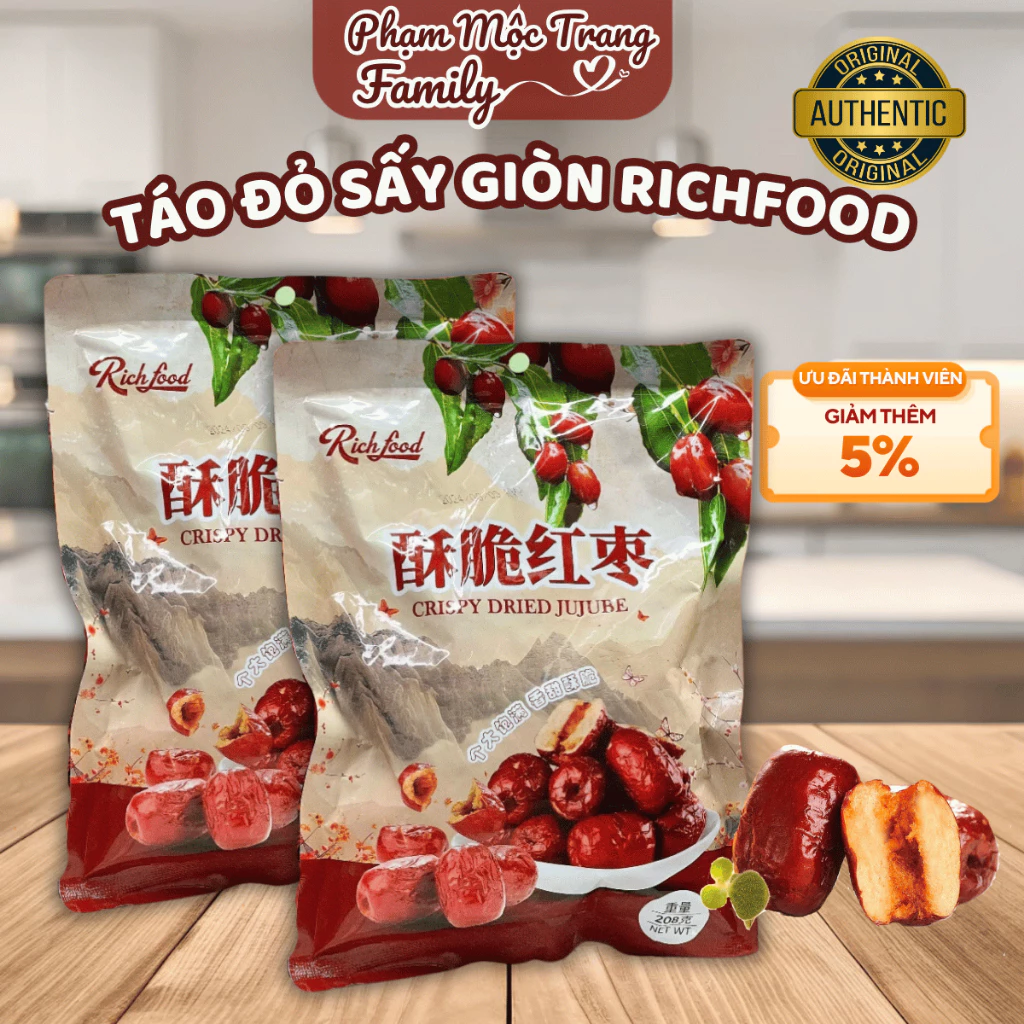 Táo Đỏ Sấy Giòn Richfood, Táo Đỏ Tân Cương Sấy Giòn Đặc Biệt Siêu Thơm Ngon- Phạm Mộc Trang Family