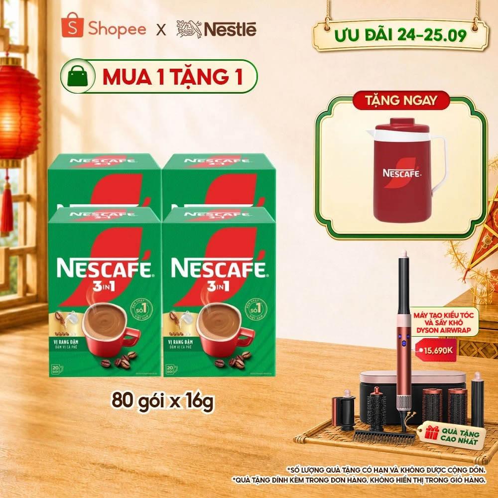 [Tặng Ca đá Nescafé] Combo 4 Hộp Cà phê Hòa tan NESCAFÉ VỊ RANG ĐẬM 20 gói Đậm Thơm Hoàn Hảo