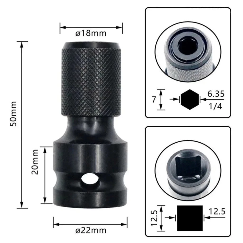 QUÀ TẶNG khi mua máy mở ốc, siết bulong pin - Đầu Chuyển Bulong 1/2 Sang Bắn Vít Lục Giác