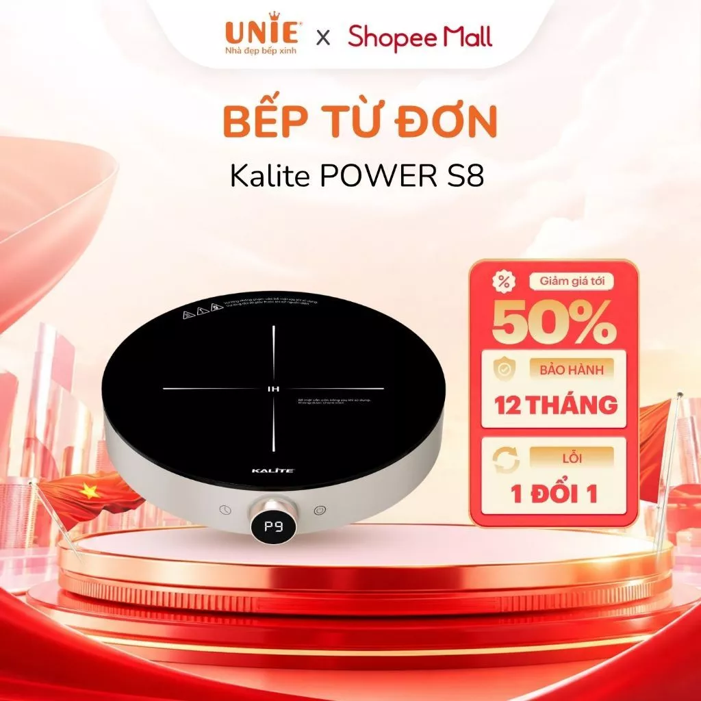 [TẶNG NỒI] Bếp Từ Đơn KALITE Power S8 2000W – Nấu Nhanh Món Ngon Tại Nhà, Nấu Lẩu & Hầm, 9 Mức Công Suất