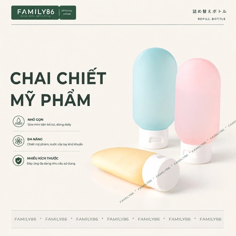 Chai Lọ Chiết Mỹ Phẩm Du Lịch, Tuýp Chiết Đựng Dầu Gội, Sữa Rửa Mặt, Lotion, Nước Tẩy Trang