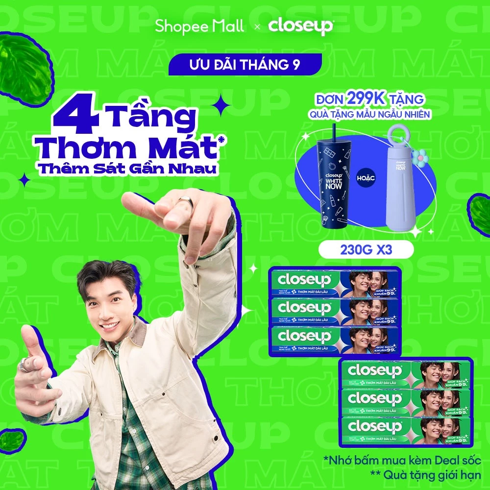 Combo 3 Kem Đánh Răng Closeup Cho Hơi Thở Thơm Mát Bất Tận 230G/Tuýp