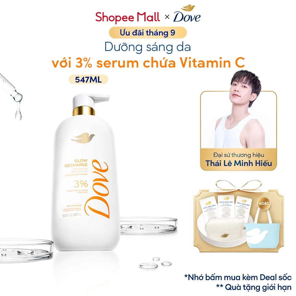 Dove sữa tắm Serum dưỡng da Sáng bóng | Ẩm mịn | Trông căng bóng 547ml