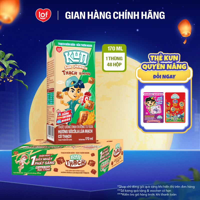 Kun socola lúa mạch có thạch thùng 48 hộp x 170ml