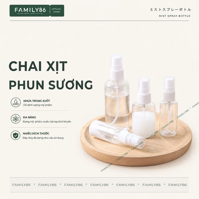 Chai Xịt Phun Sương, Lọ Chiết Nước Hoa Nước Tẩy Trang Nhựa - Bình Chiết Mỹ Phẩm