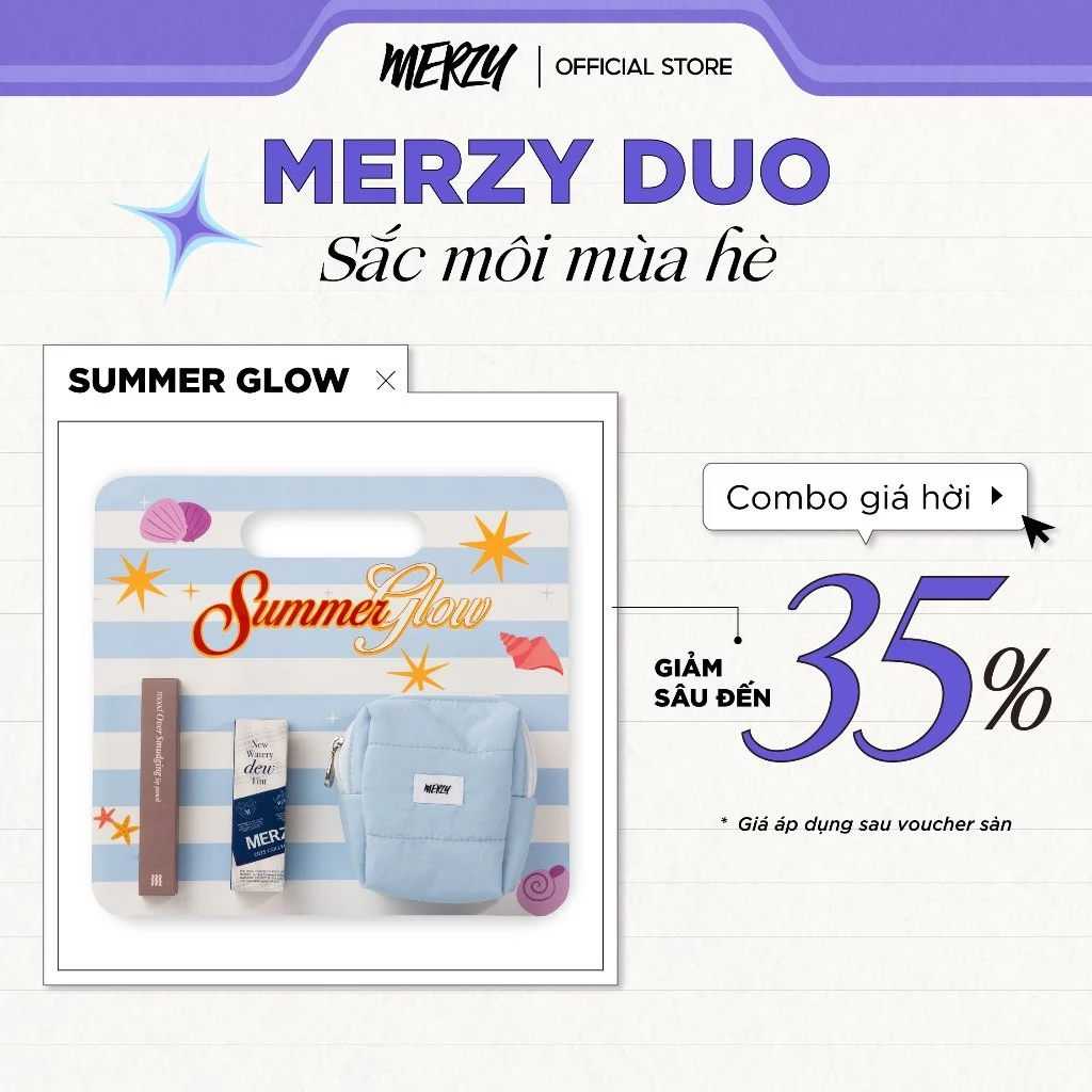 [MERZY DUO] BUNDLE LOVE OCEAN Son Tint Bóng Merzy New Watery Dew Tint & Chì Kẻ Viền Môi Merzy Mood Over Smudging Lip