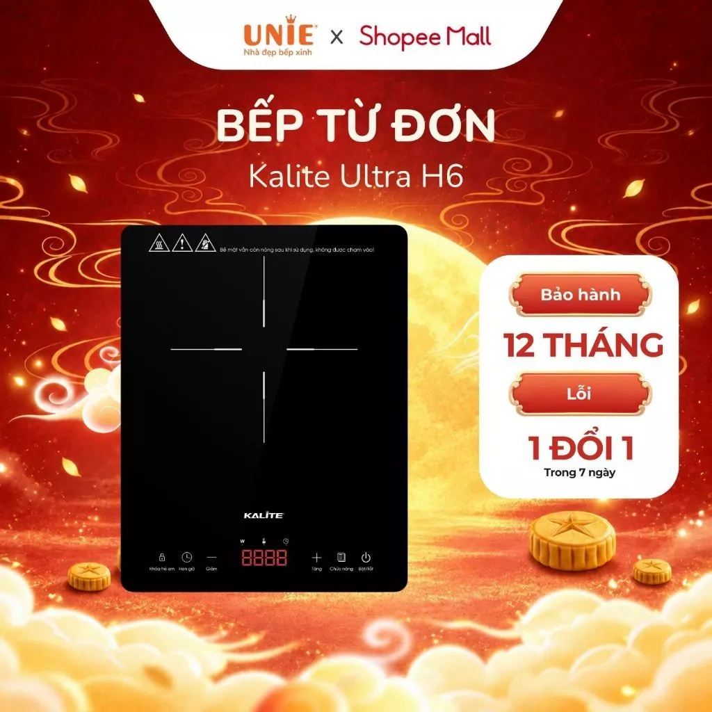 Bếp Từ Đơn KALITE Ultra H6 2000W – Nấu Lẩu, Hầm Nóng Hổi Tại Nhà, 8 Mức Công Suất & 8 Mức Nhiệt, Hẹn Giờ 180 Phút