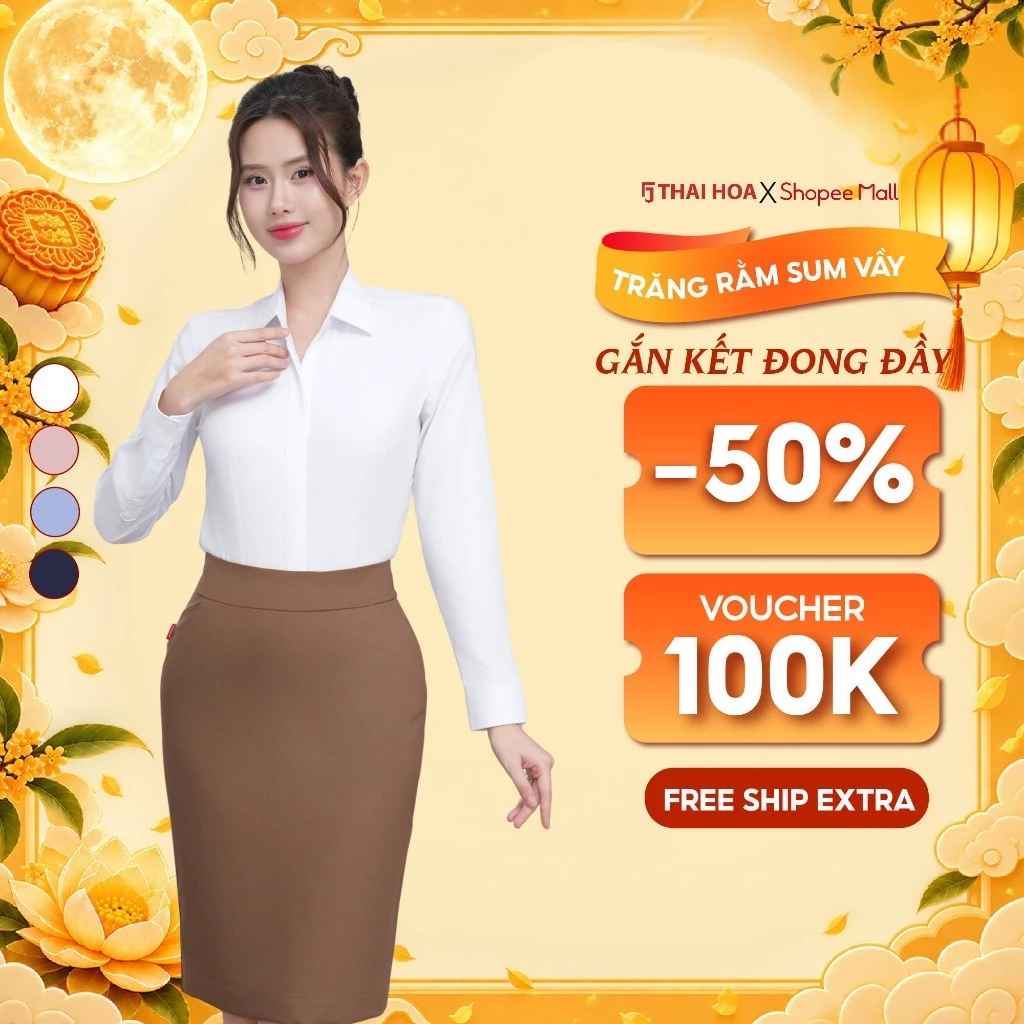 Áo sơ mi 287 chất liệu vải modal trơn cao cấp dài tay dáng slimfit có nẹp khuy Thái Hòa