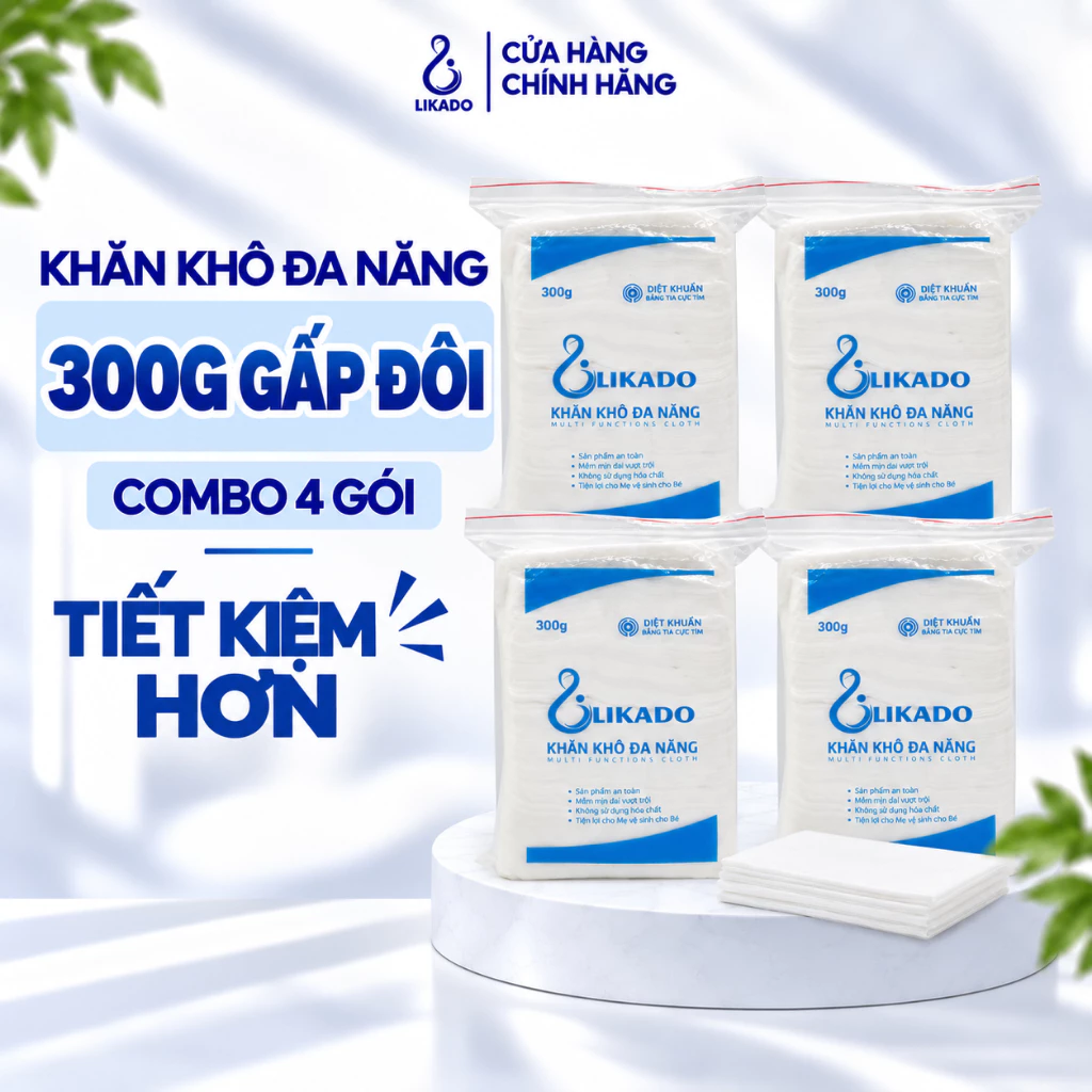 Khăn khô đa năng likado 300g kích thước 14x20cm SET 4 BỊCH