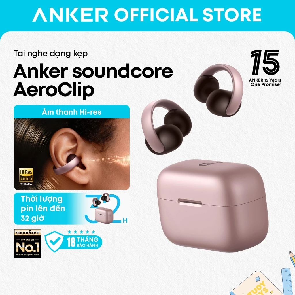 Tai Nghe Kẹp Tai Anker soundcore AeroClip, Thiết Kế Cao Cấp, Đeo Êm, Âm Thanh Rõ Nét