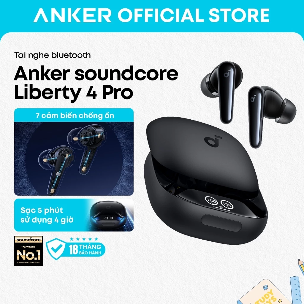 Tai Nghe Bluetooth Anker soundcore Liberty 4 Pro, Chống Ồn Chủ Động, Màn Hình Cảm Ứng, Sạc Nhanh
