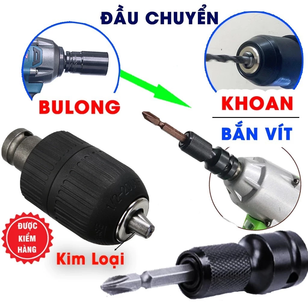 Đầu chuyển vít, Đầu chuyển khoan - Bộ chuyển đổi lục giác - Phụ kiện máy khoan máy bắn vít