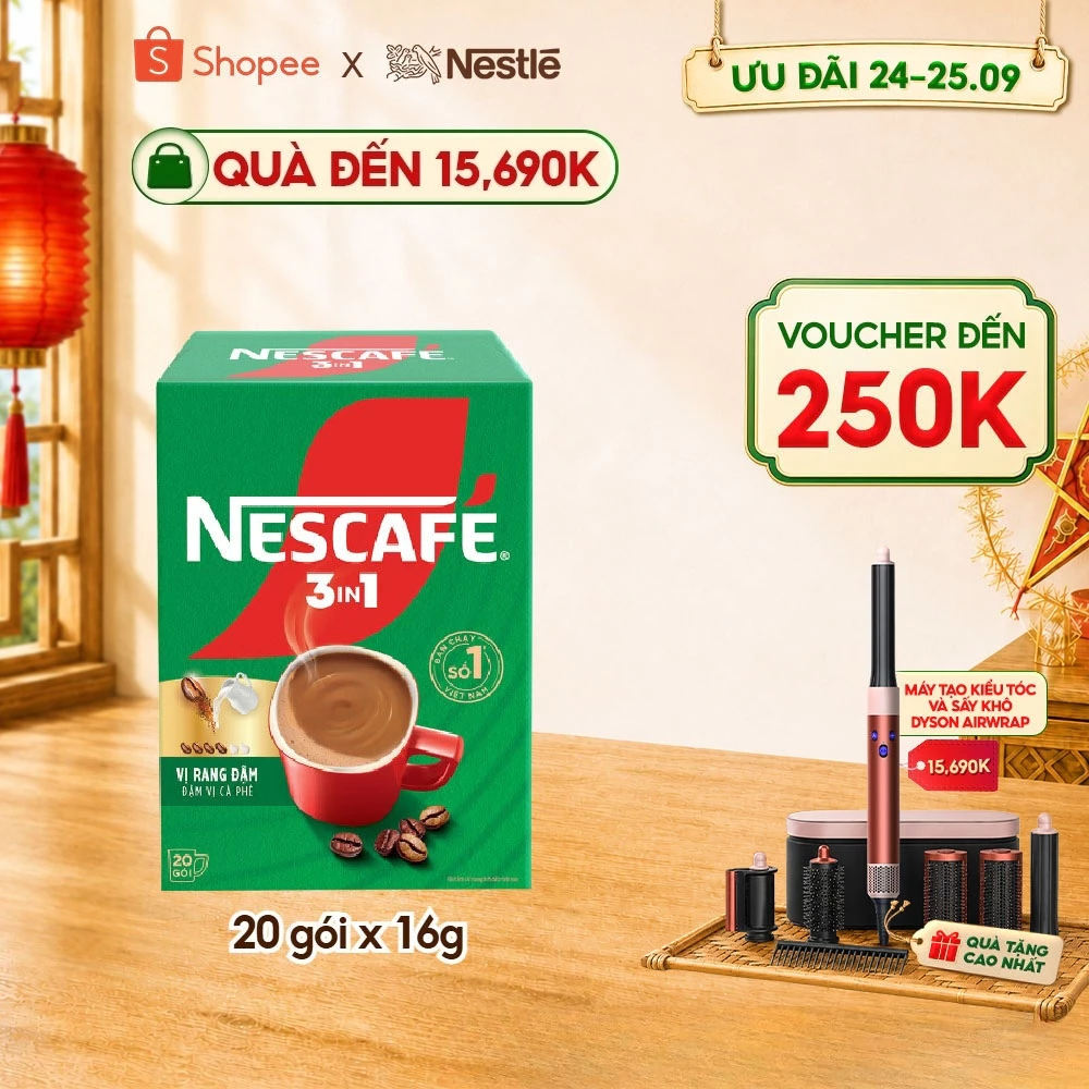 NESCAFE 3IN1 Công thức cải tiến - VỊ RANG ĐẬM (Hộp 20 gói x 16g)