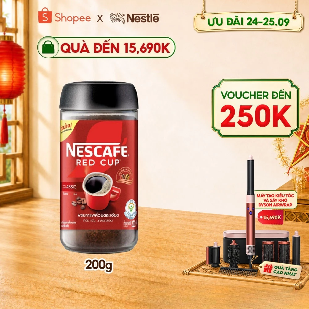 Cà phê hòa tan kết hợp cà phê rang xay Nescafé Red Cup hũ 200g