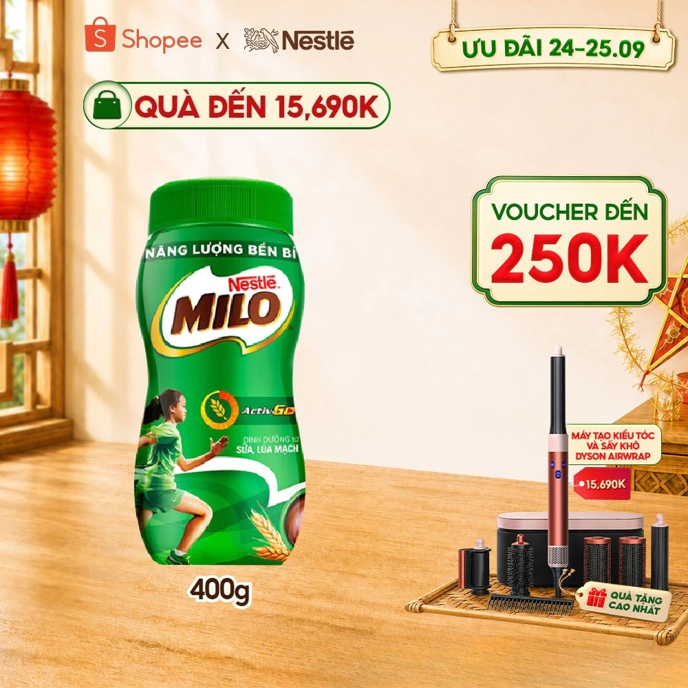 Thức uống lúa mạch Nestlé Milo nguyên chất 400g (hũ nhựa)