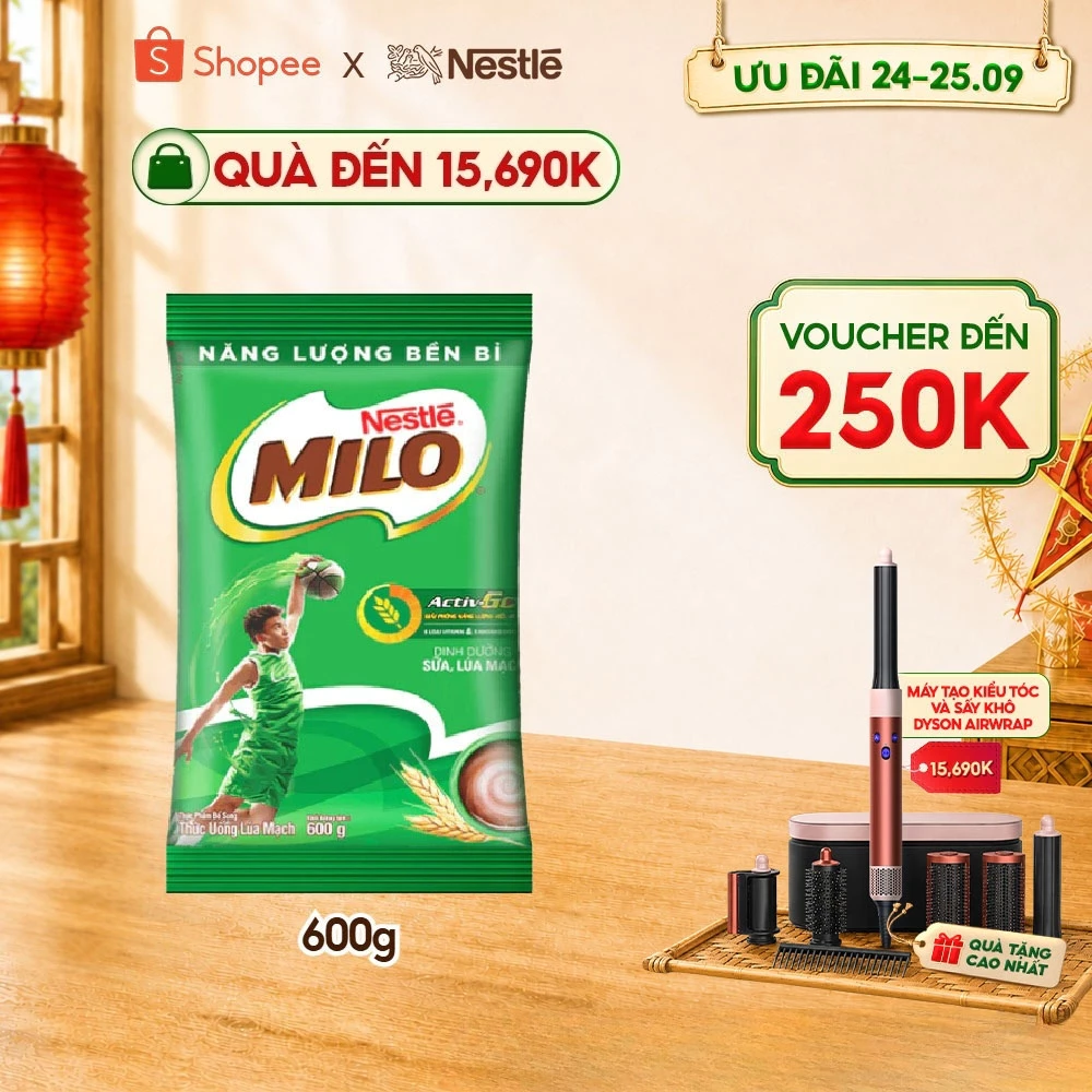 Thực phẩm bổ sung thức uống lúa mạch Nestlé Milo 600g