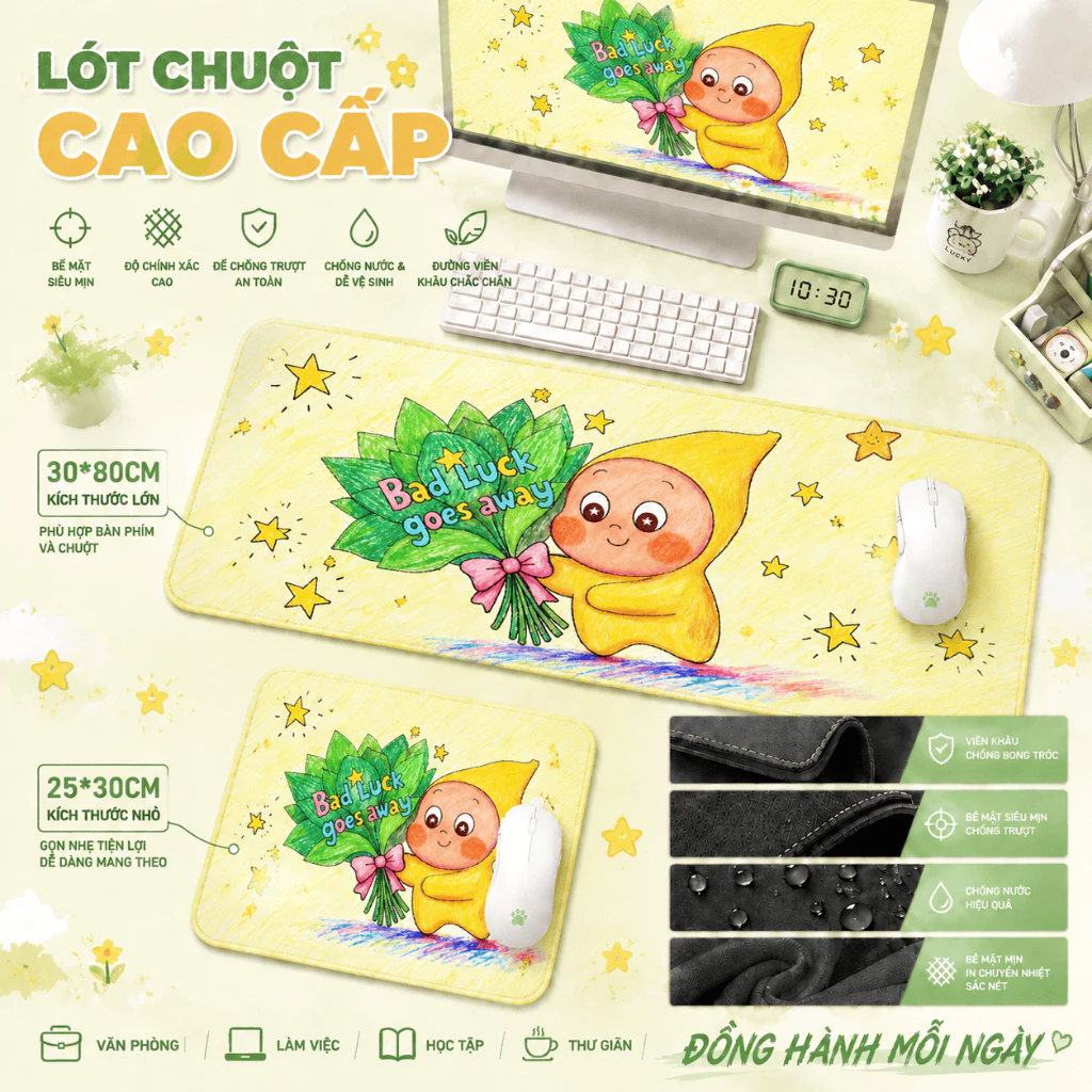 Tấm lót chuột Starman hoạt hình xinh xắn, tấm lót chuột cỡ lớn 80x30 & 30x25, bề mặt mềm mịn