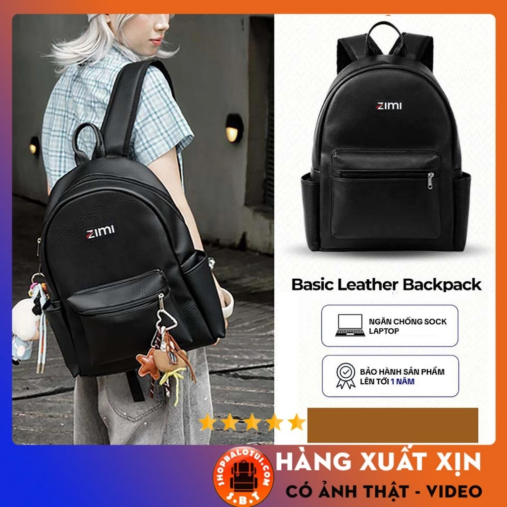 Balo Đi Học Nam Nữ Có Ngăn Đựng Laptop Đi Chơi Đi Làm Công Sở, Balo Da Trơn Unisex Hàn Quốc Chống Nước