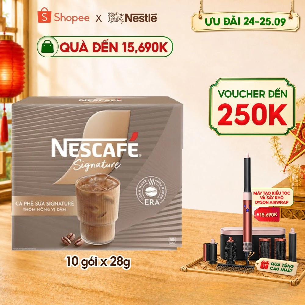 Cà phê sữa NESCAFÉ Signature Hộp 10 gói THƠM NỒNG VỊ ĐẬM
