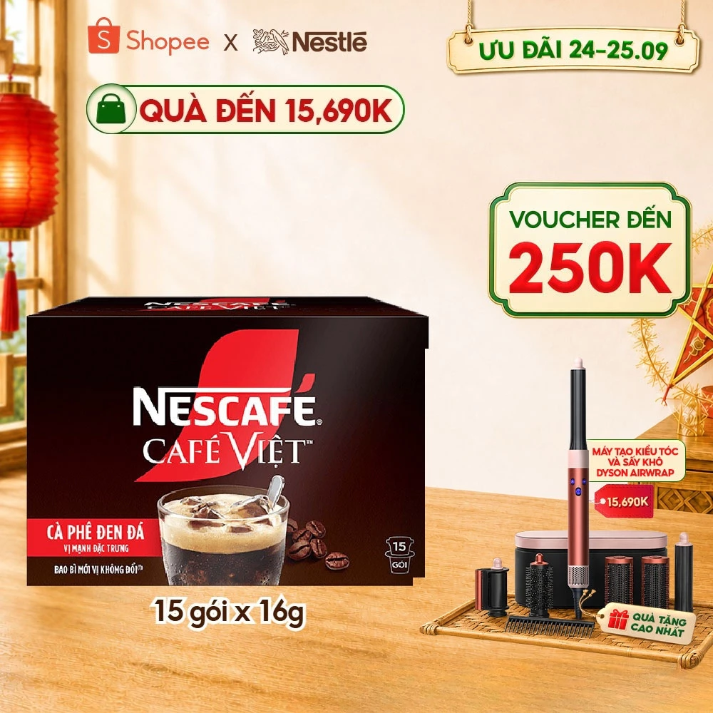 Hộp Cà phê Hòa tan NESCAFÉ CAFÉ VIỆT 15 gói Vị Mạnh đặc trưng