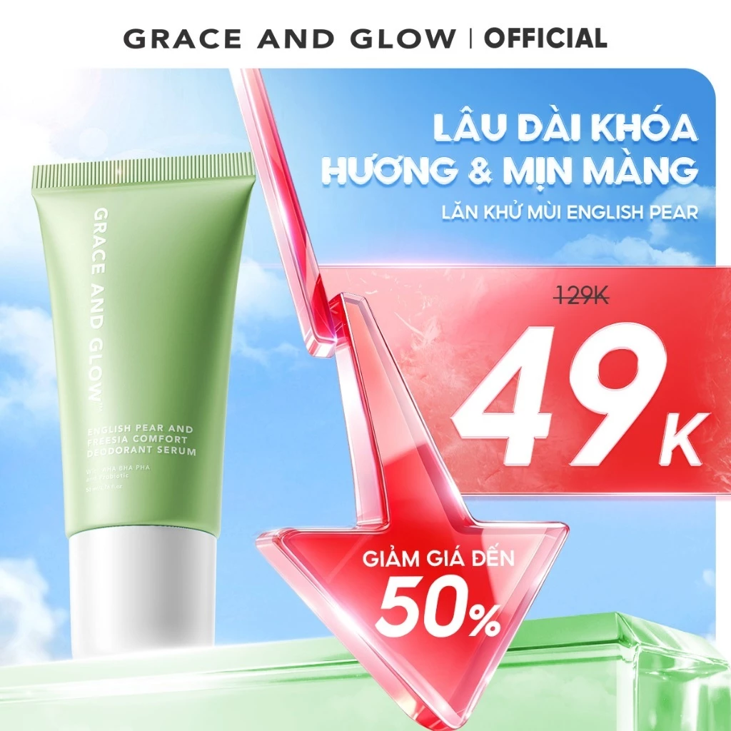 Lăn khử mùi Sáng Da Grace and Glow 50ml Black Opium / English Pear / AHA BHA Serum Lăn Nách Sáng Da Ngăn Mồ Hôi